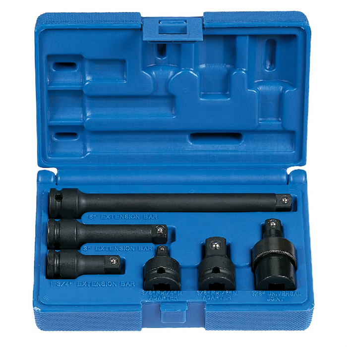 Grey Pneumatic Socket Sets 3/8"" Drive 6 Piece Adapter/Extension S