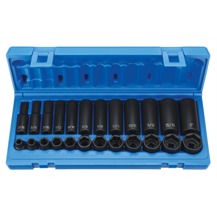 Grey Pneumatic Socket Sets Pc. 3/8" Dr. Std/Dp Fractional Imp. S