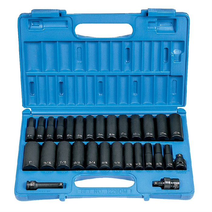 Grey Pneumatic Socket Sets 3/8" Drive 29 Piece