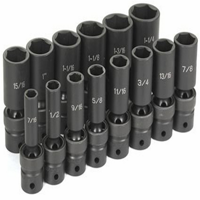 Grey Pneumatic Socket Sets 1/2"" Drive 14 Pc. Deep Length Fraction