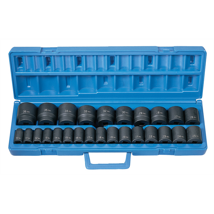 Grey Pneumatic Socket Sets 1/2"" Drive 26 Pc. Standard Length Metr