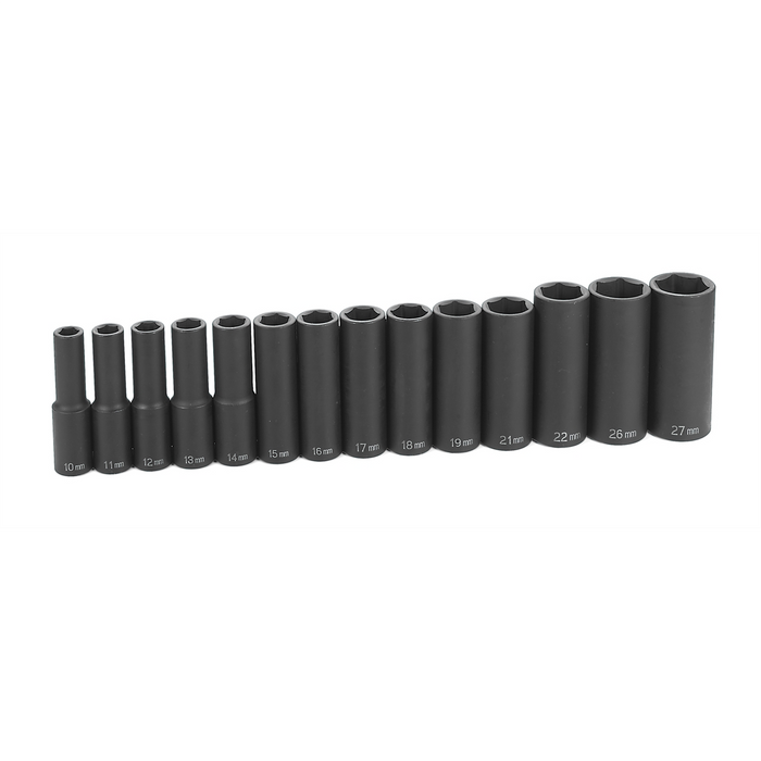 Grey Pneumatic Socket Sets 1/2" Drive 14 Piece Deep Metric Set