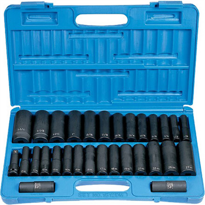 Grey Pneumatic Socket Sets 1/2" Drive 30 Piece