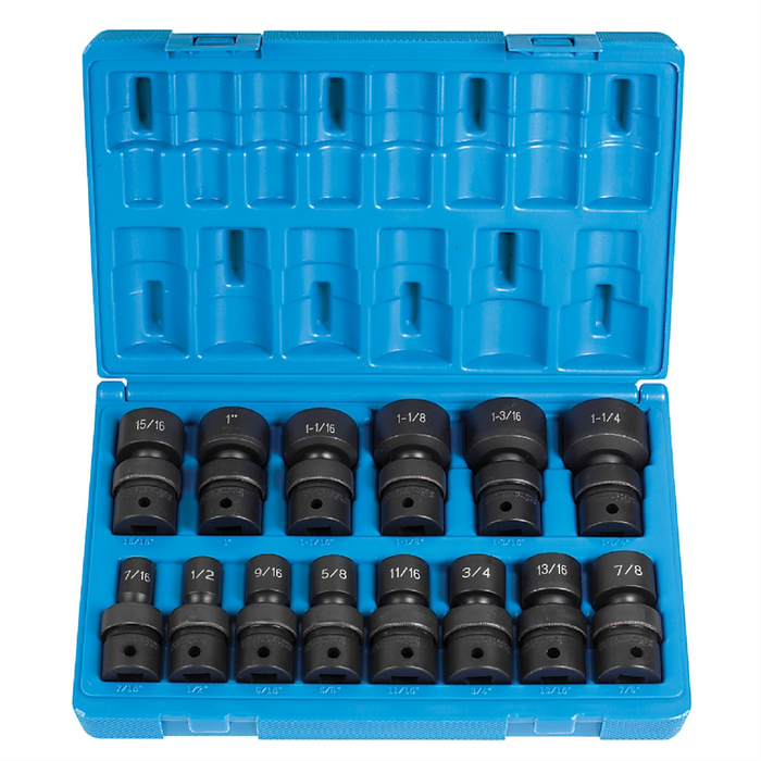 Grey Pneumatic Socket Sets 1/2"" Dr. 14 Pc. Std. Length Frac.Univ.