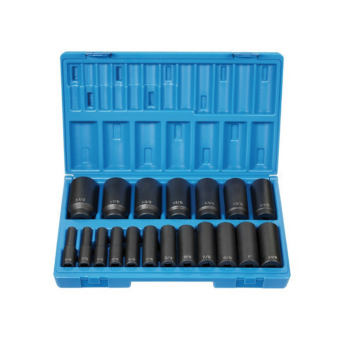Grey Pneumatic Socket Sets 1/2"" Dr. 19 Pc. Deep Length Fract. Set