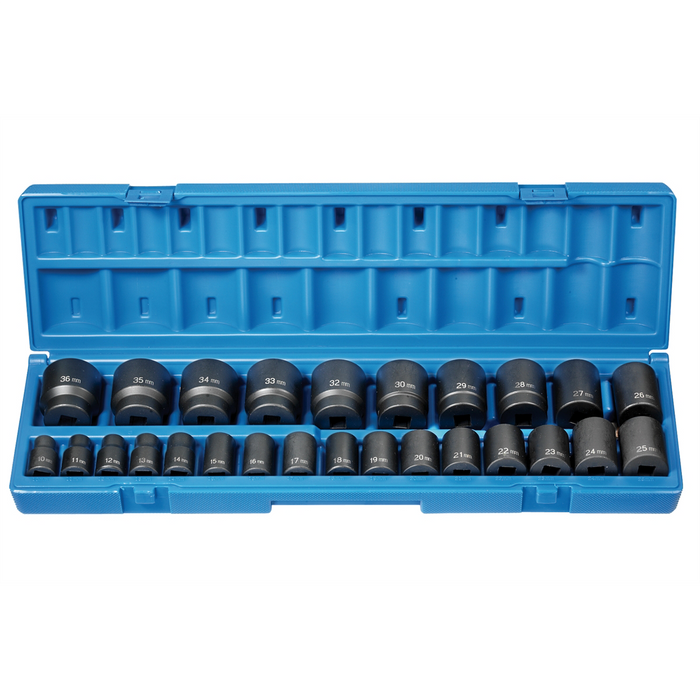 Grey Pneumatic Socket Sets 1/2"" Dr. 26 Pc. Standard Length Metric