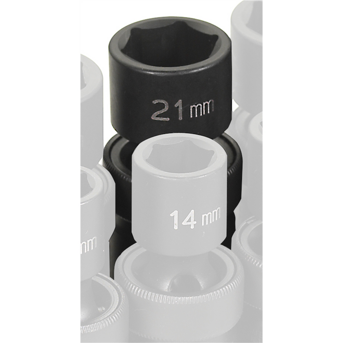 Grey Pneumatic Socket Sets 21MM 1/2D IMP UNIV 6PT