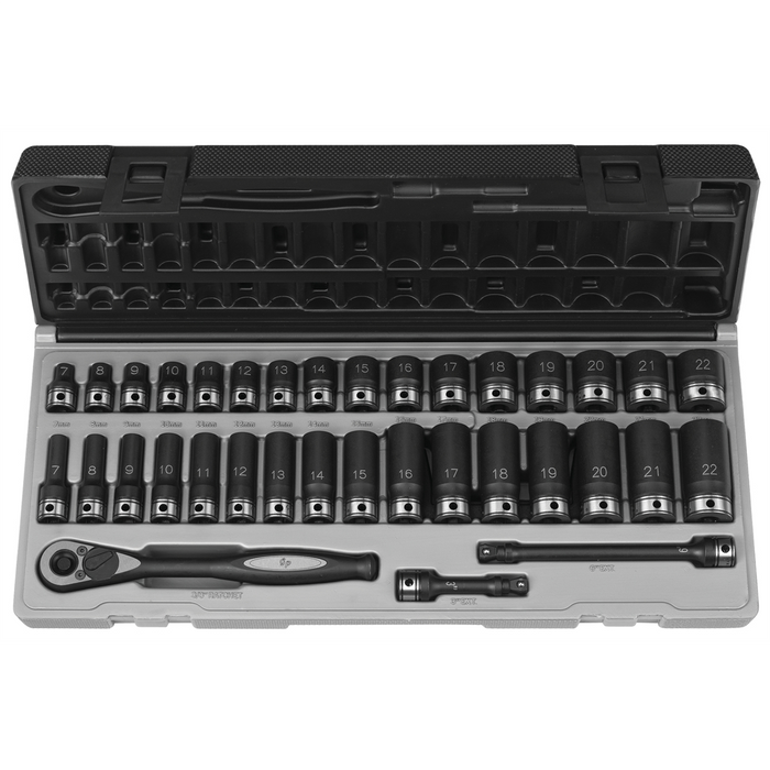 Grey Pneumatic Socket Sets 3/8"" Dr. 35pc Metric Std & Deep Duo-So