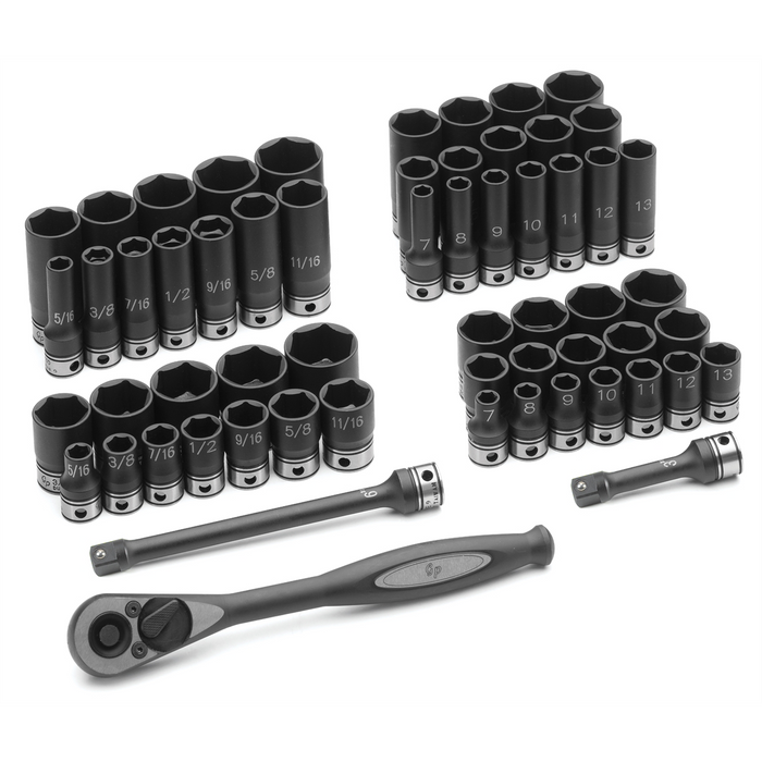 Grey Pneumatic Socket Sets 3/8" Dr. 59pc Fract. & Metric Duo-Sock