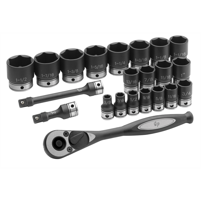 Grey Pneumatic Socket Sets 1/2" Dr. 22pc Fractional Duo-Socket Set - 6 Pt.