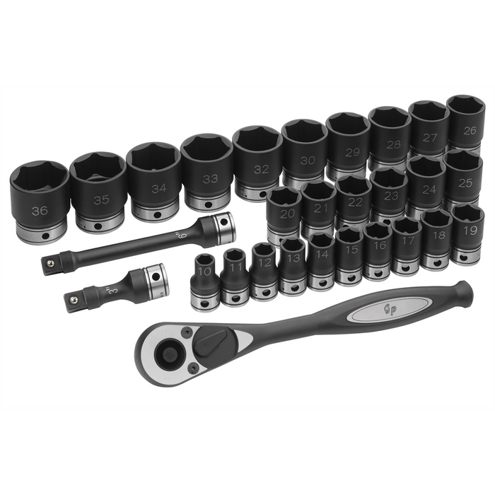 Grey Pneumatic Socket Sets 1/2" Dr. 29pc Metric Duo-Socket Set - 6 Pt.