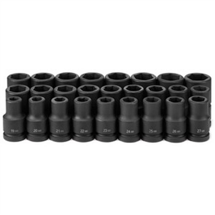 Grey Pneumatic Socket Sets 1" Dr Deep Metric Set 26pc