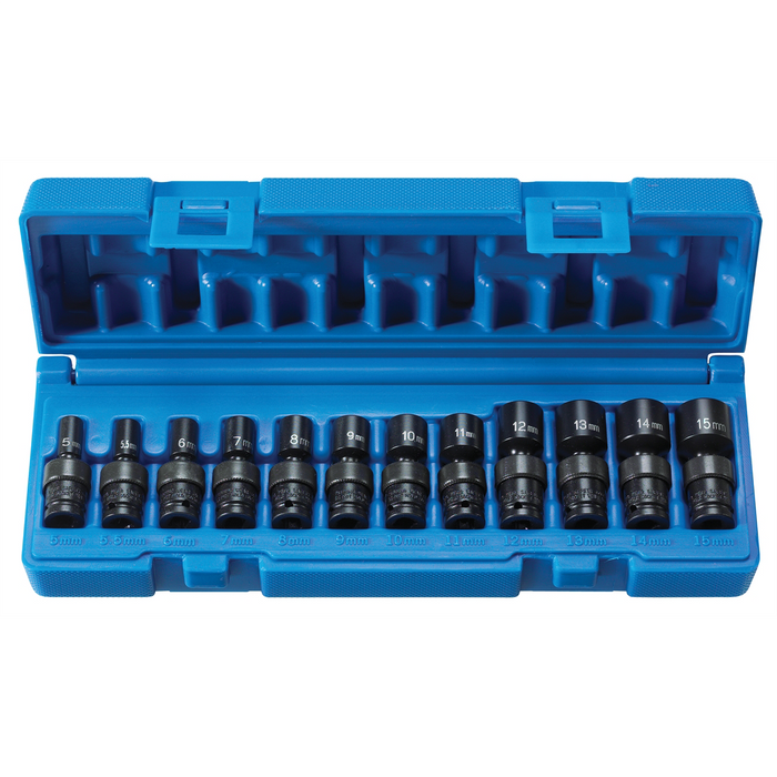 Grey Pneumatic Socket Sets 1/4"" Surface Drive 12 Pc. Magnetic Std