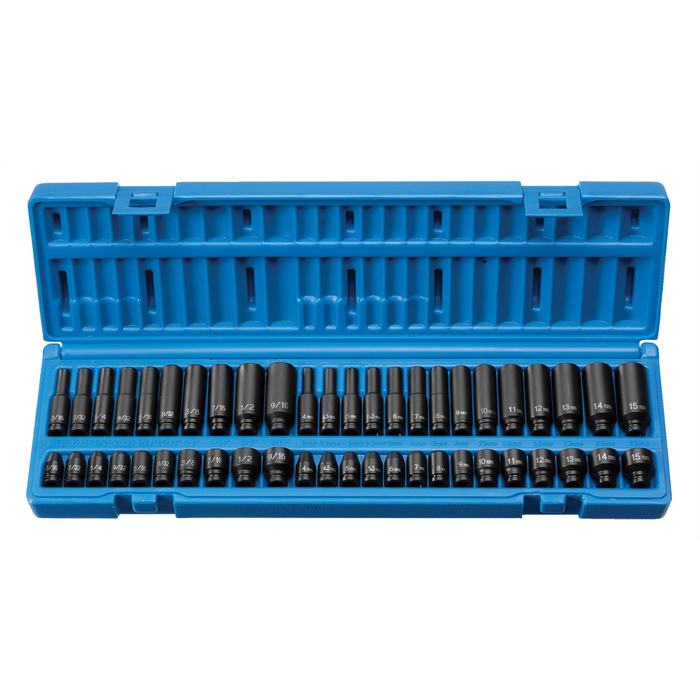 Grey Pneumatic Socket Sets 1/4"" Dr. Std. & Dp. Fract.& Metric Mas