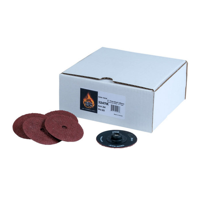 High Teck Products High Teck Trim-Kut 324TK R-Style Disc, 3 in Dia, 24 Grit, Aluminum Oxide, Polymer — view 2