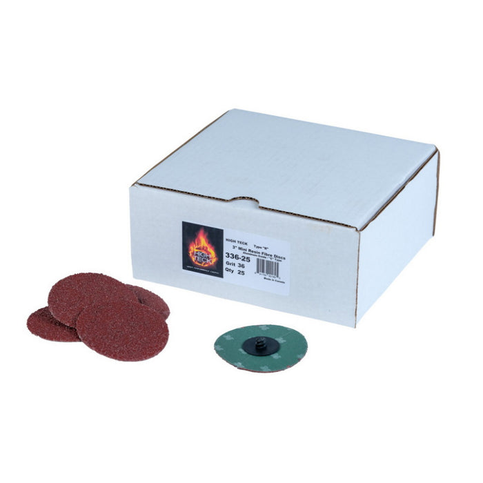 High Teck 336-25 R-Style 3-in Disc, 36 Grit Aluminum Oxide, Polymer Backing