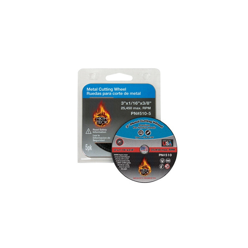 High Teck Products High Teck 500-50 Cut-Off Wheel, 3 in Dia x 1/32 in in THK, 3/8 in Center Hole, Al