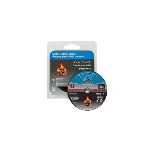 High Teck Products High Teck 520-5 Cut-Off Wheel, 3 in Dia x 3/16 in in THK, 3/8 in Center Hole, Alu
