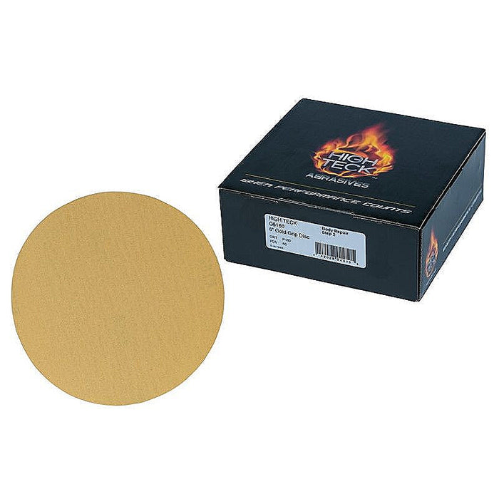 High Teck™ G6320 Premium Sanding Disc, 6 in Dia, P320 Grit, Aluminum Oxide, Resin Backing, Gold, Grip Attachment