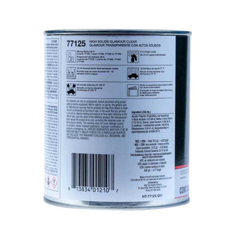 High Teck Products High Teck 77125-4 High Solids Glamour Clear, 1 qt, Clear, Liquid, 4.3 lb/gal VOC, — view 2