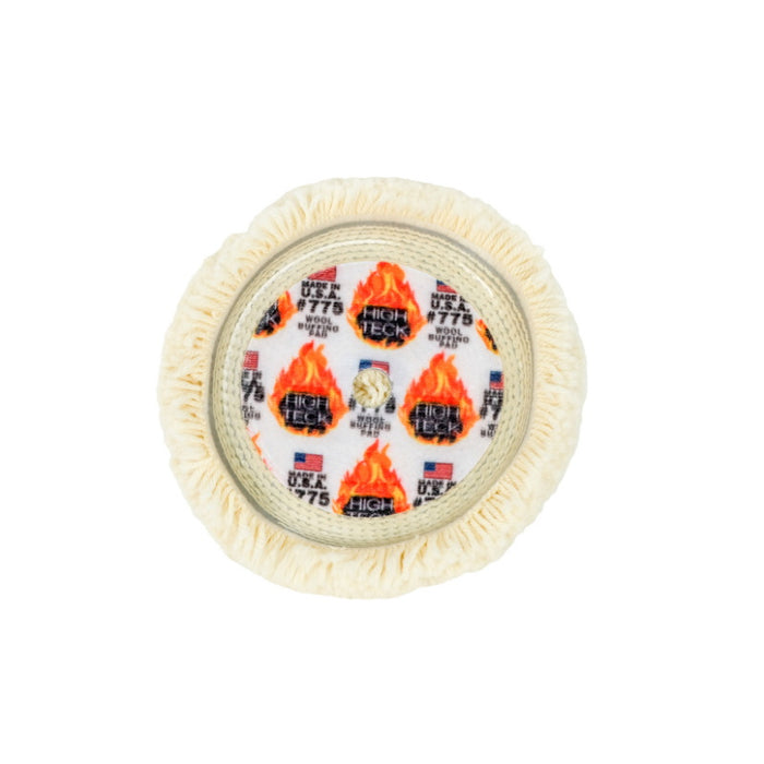 High Teck 775 Wool Buffing Pad - 7.5 in Diameter, 1.5 in Thick, Hook and Loop Backing (Pack of 12)