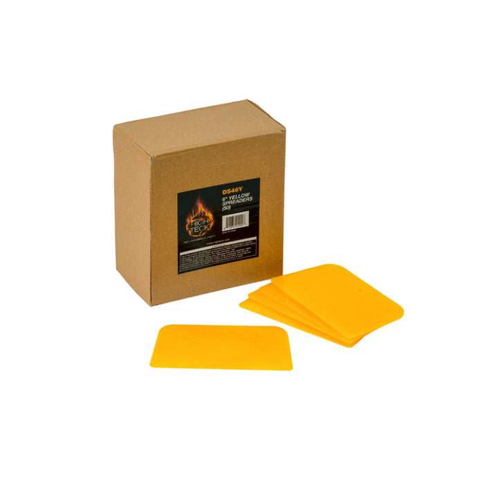 High Teck DS46Y 6 in Yellow Plastic Spreader with Tapered Edge