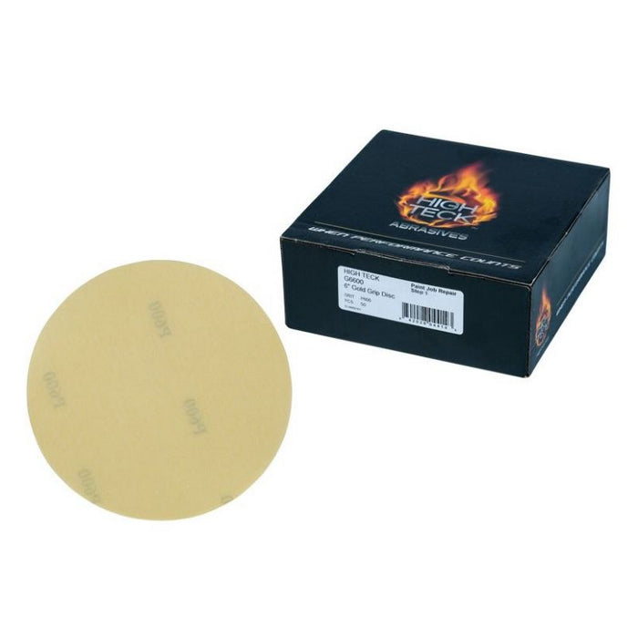 High Teck G6600 Premium Sanding Disc, 6 in Dia, P600 Grit, Aluminum Oxide, Resin Backing, Gold, Grip — view 4