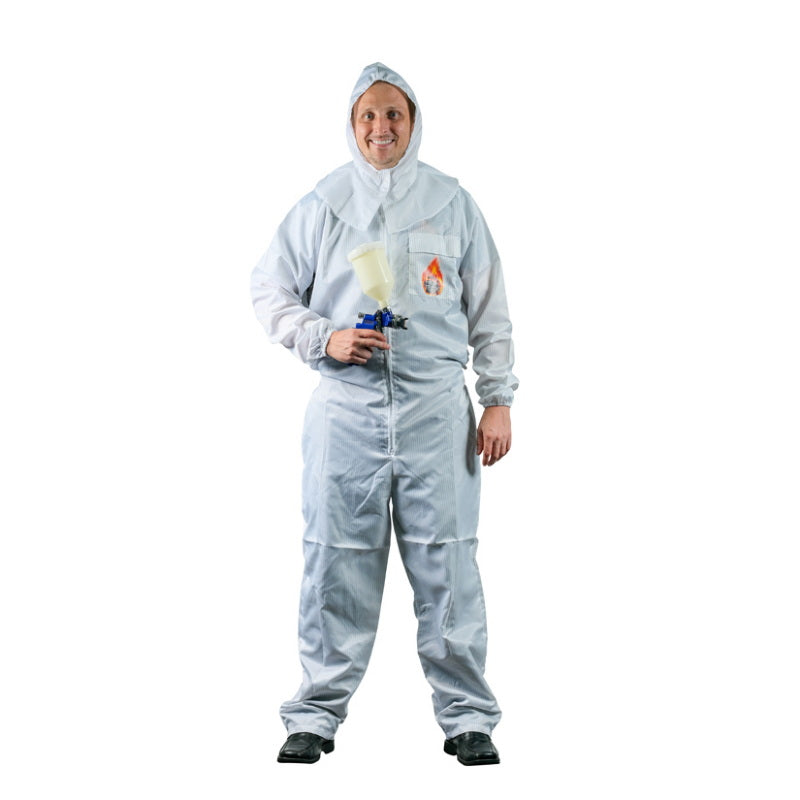 PS205W Premium Paint Suit Medium White Two-Way Zipper
