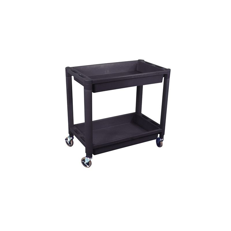 T425 Utility Cart Black Heavy-Duty Plastic 2 Shelves 300 lb