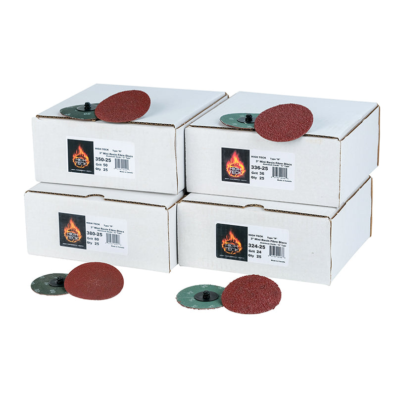 High Teck Products High Teck 350-25 R-Style Disc, 3 in Dia, 50 Grit, Aluminum Oxide, Polymer Backing