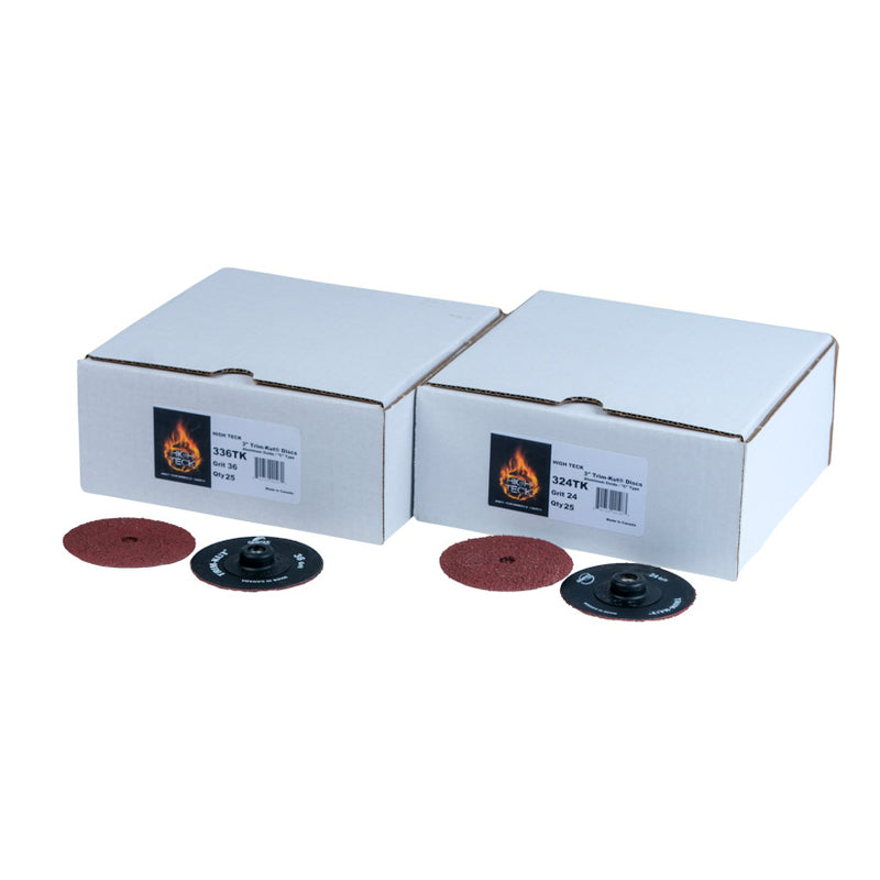 High Teck Trim-Kut 324TK R-Style Disc, 3 in Dia, 24 Grit, Aluminum Oxide, Polymer