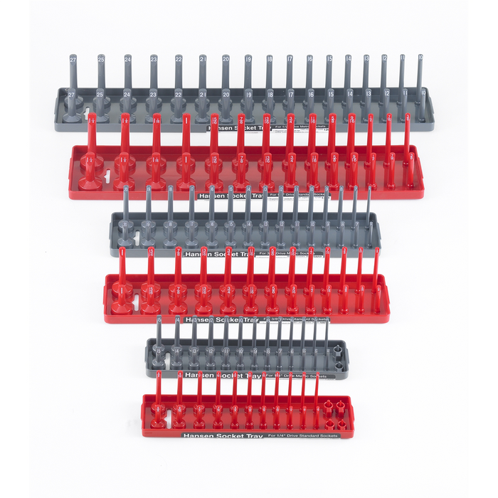 Hansen Global Socket and Tool Storage Soc Tray 6-Pack Assortment, Red/Gray
