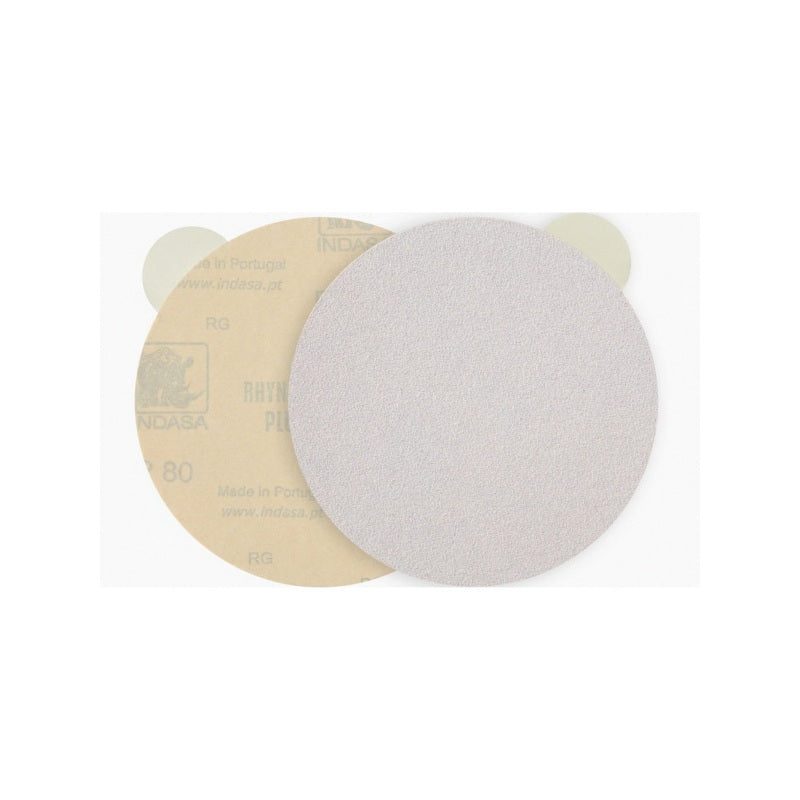 Indasa USA, Inc 1060-80 Rhynostick Plus Line Abrasive Solid Disc, 6 in Dia, 80 Grit — White