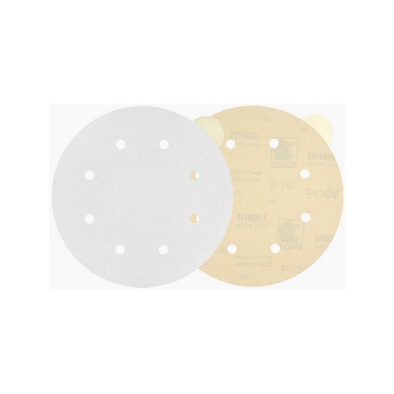 80-120 Rhynostick White Line Abrasive Solid Disc, 8 in Dia, 120 Grit