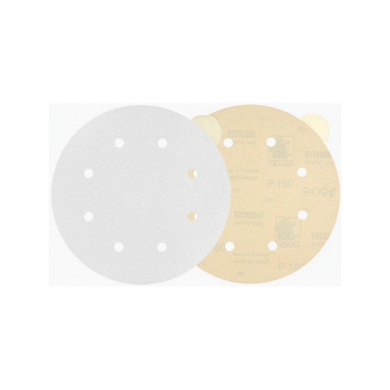 Indasa USA, Inc 60-180 Rhynostick White Line Abrasive Solid Disc, 6 in Dia, 180 Grit