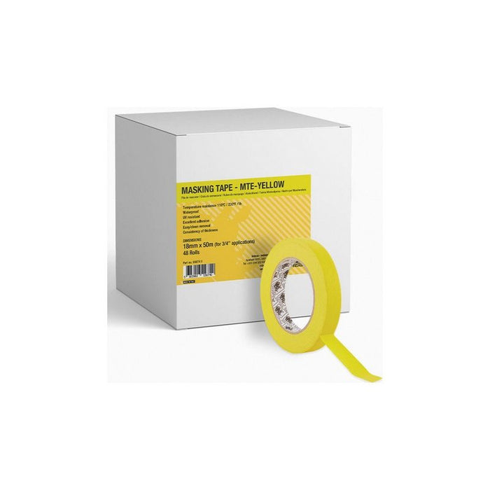 Indasa 556740 MTE Premium Automotive-Grade Masking Tape, 50 m L x 3/4 in W, 0.145 mm THK, Yellow — view 2