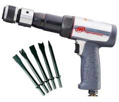 Long Barrel Air Hammer 5-Piece Chisel Set, Vibration Reduced, 3-1/2" Stroke