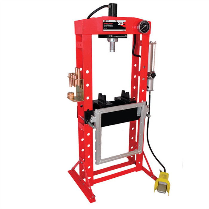 American Forge & Foundry - Shop Press - 20 Ton Capacity - Foot Operated Air Motor/Manual Pump W/ Hyd