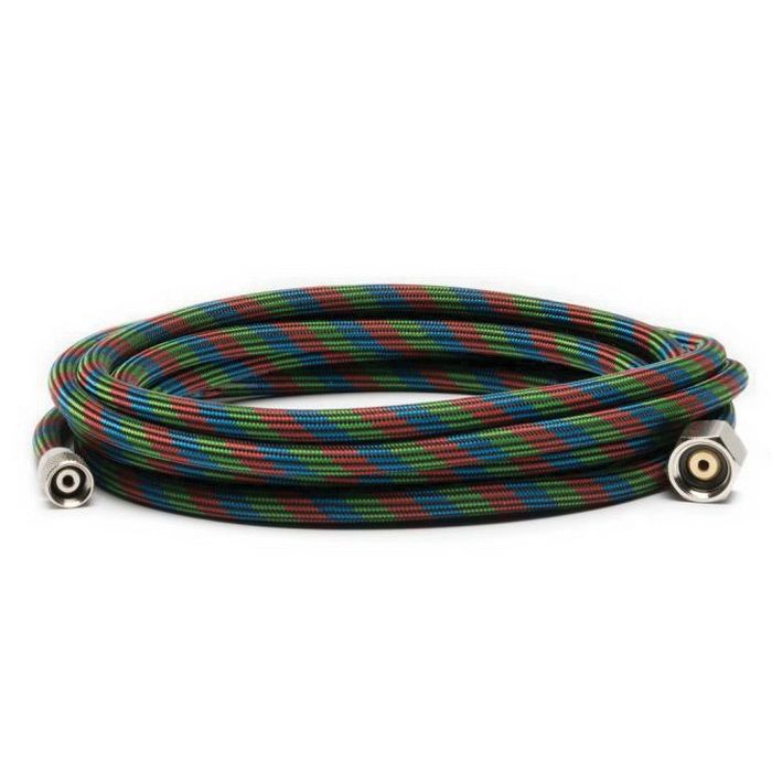 IWATA 4010 Hose with Fitting, 10 ft L, 1/4 in Compression, 1/8 in ID, PVC, Braided Nylon