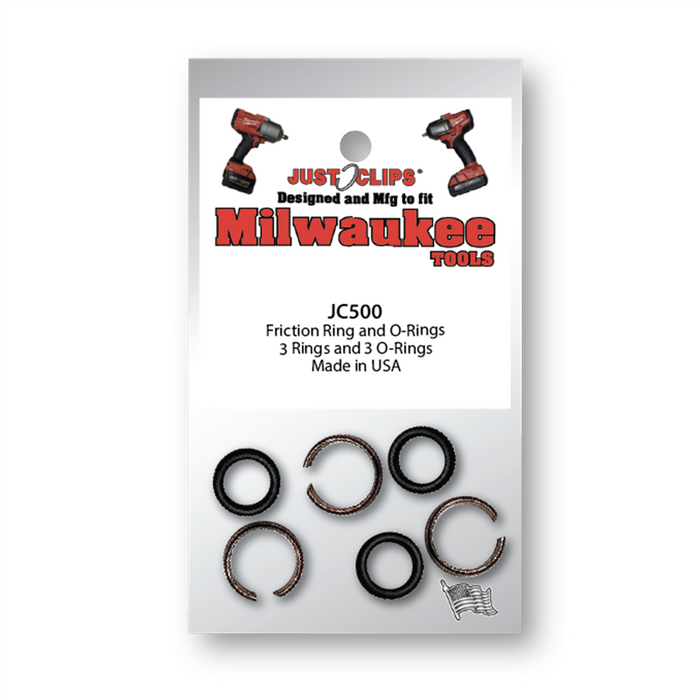 Just Clips 1/2" FRICTION RINGS & O-RINGS FOR MILWAUKEE TOOLS - 10 PACK