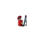 Justrite 09700 Foot Operated Hands Free Self Closing Cover Oily Waste Can, Red, 18-3/8 in OD x 23.43