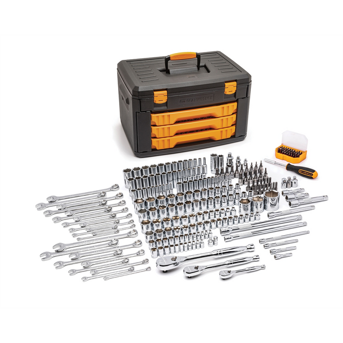 Gearwrench Piece 6 Point Mechanics Tool Set Inch 3 Drawer Storage Box