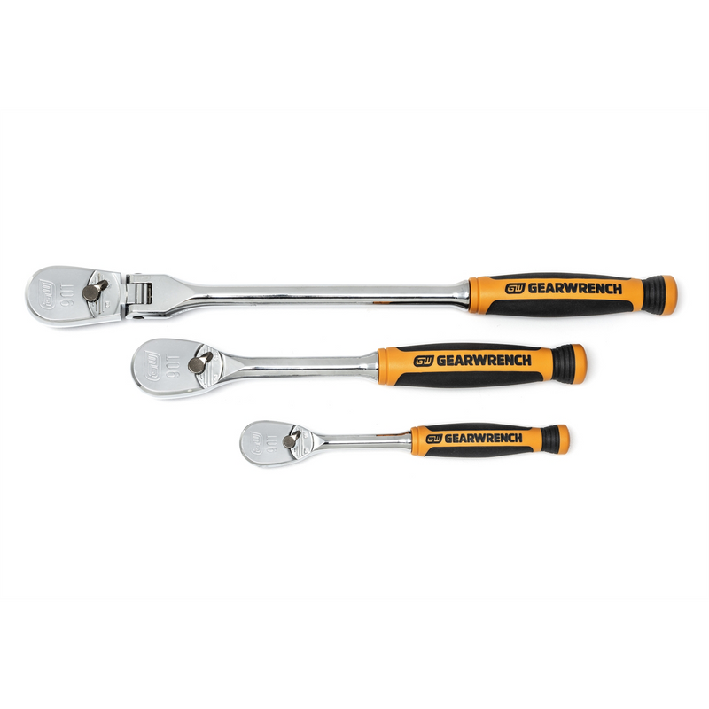 81203T 3-Piece 1/4" & 3/8" Drive 90-Tooth Dual Material Teardrop Ratchet Set