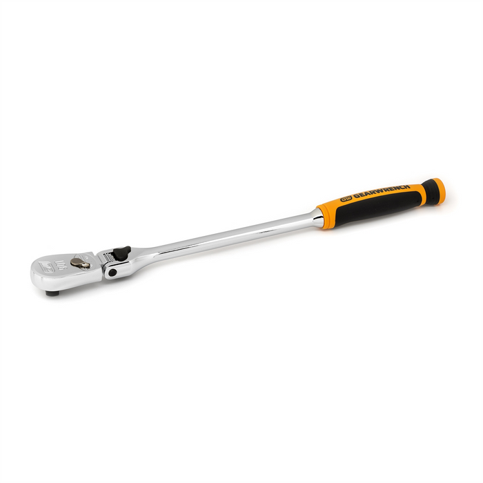 Gearwrench 3/8 Inch Drive 90-Tooth Dual Material Locking Flex Head Teardrop Ratchet 13 Inch