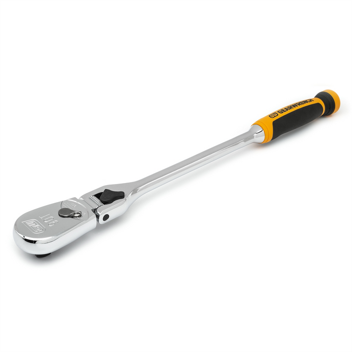 Gearwrench 1/2 Inch Drive 90-Tooth Dual Material Locking Flex Head Teardrop Ratchet 17 Inch