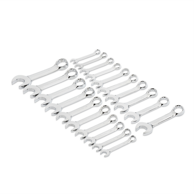 81903 20-Piece Stubby SAE/Metric 12-Point Combination Wrench Set, off-corner loading