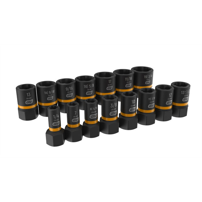 Gearwrench Piece 1/4 Inch & 3/8 Inch Drive Bolt Biter Impact Extraction Socket Set