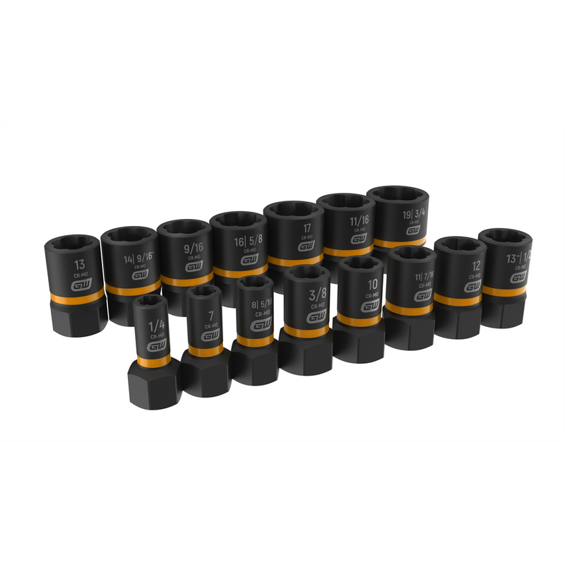 84783 15-Piece Bolt Biter Extraction Socket Set, 1/4" & 3/8" Drive