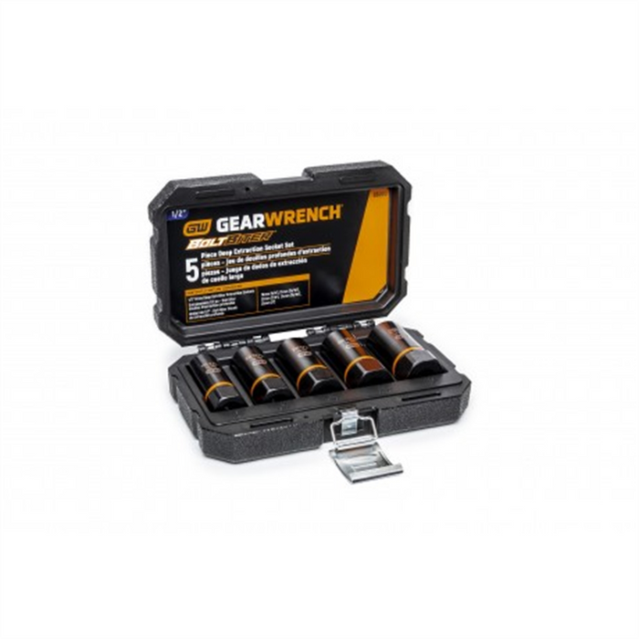Gearwrench 5 Piece 1/2 Inch Drive Bolt Biter Deep Extraction Socket Set