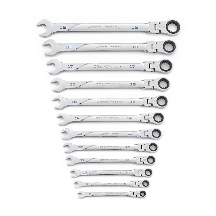 Gearwrench 2 Piece 1/4 Inch & 3/8 Inch Drive 90-Tooth Locking Flex Head Teardrop Ratchet Se
